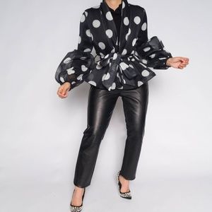 Polka Dot Mesh Belted Jacket
